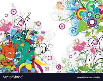 Funny monsters with floral vector image