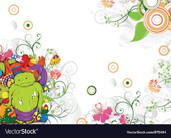 Funny monsters with floral vector image