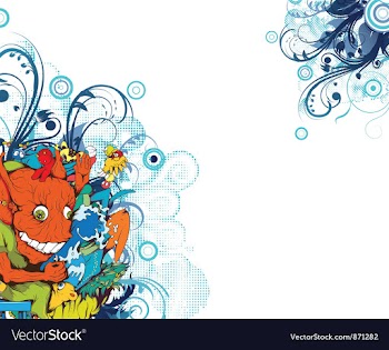 Funny monsters with floral vector image