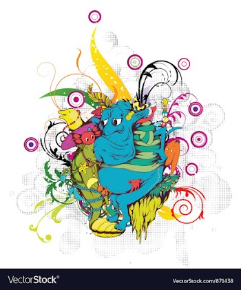 Funny monsters with floral vector image