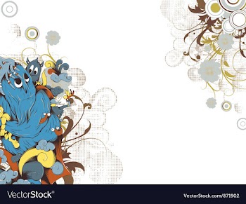 Funny monsters with floral vector image