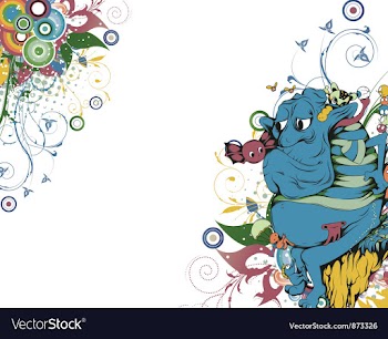 Funny monsters with floral vector image
