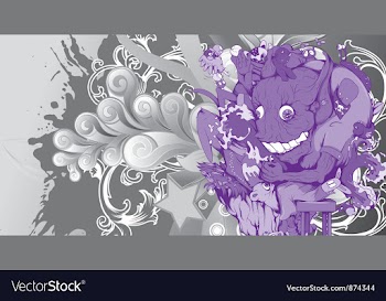 Funny monsters with floral vector image