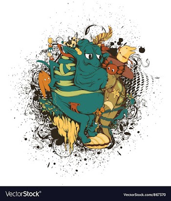 Funny monsters with grunge vector image