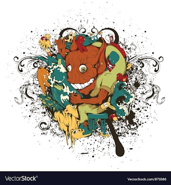 Funny monsters with grunge vector image