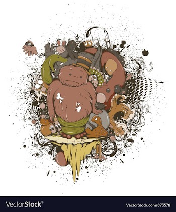 Funny monsters with grunge vector image