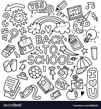 funny pattern with school supplies and creative