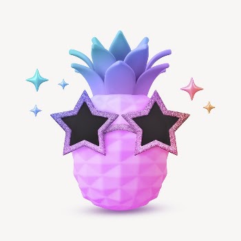 Funny pineapple collage element, 3D | Free PSD - rawpixel