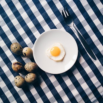 Funny quail egg breakfast 
