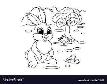 funny rabbit cartoon coloring page