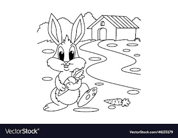 funny rabbit cartoon coloring page