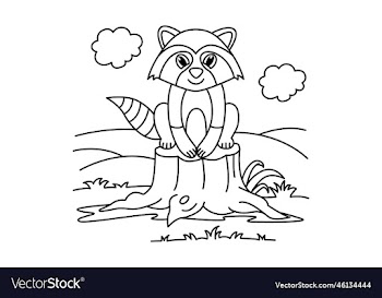 funny racoon cartoon coloring page