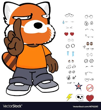 funny red panda kid character cartoon clothing