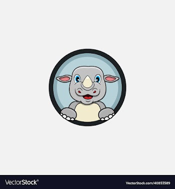funny rhino head character design perfect