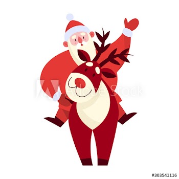 Funny Santa Claus riding a reindeer