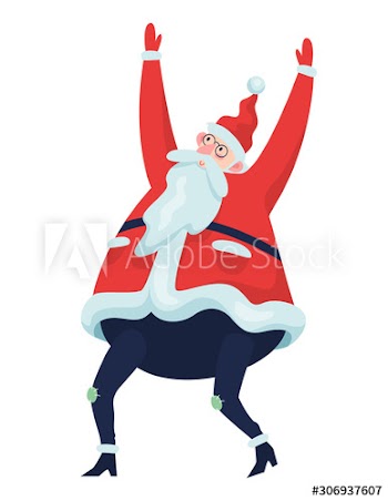 Funny Santa Claus wearing traditional red coat celebrating Christmas