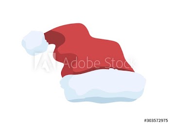 Funny santa hat flat vector illustration