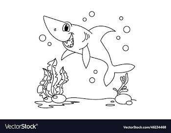 funny shark cartoon coloring page