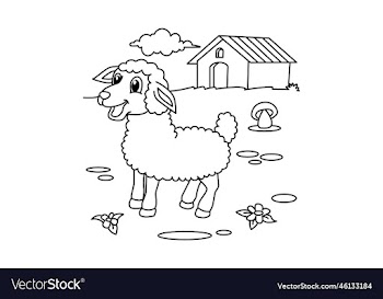 funny sheep cartoon coloring page