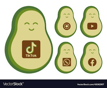 funny social media icon on avocado cute emoji face