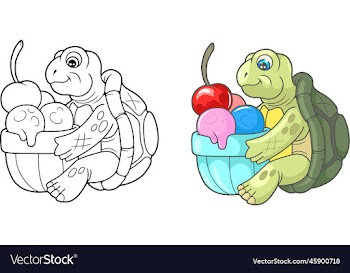 funny turtle with ice cream