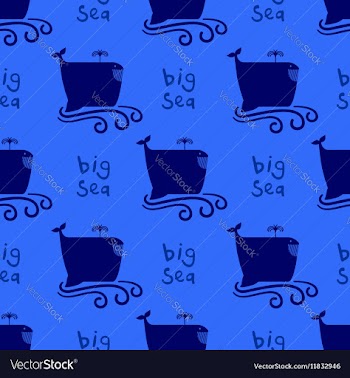 Funny whale seamless pattern vector image