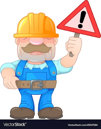funny worker with a pointer