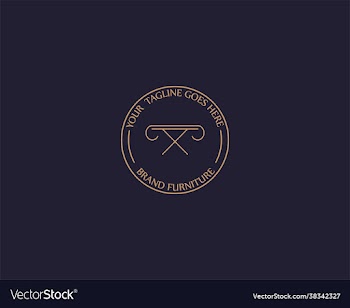 furniture logo with line art golden texture