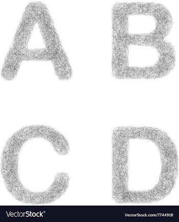 Furry sketch font set - letters A B C D vector image