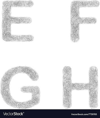 Furry sketch font set - letters E F G H vector image