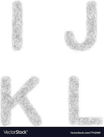 Furry sketch font set - letters I J K L vector image