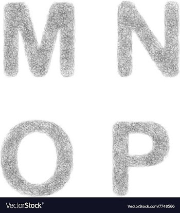 Furry sketch font set - letters M N O P vector image