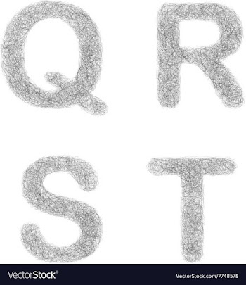 Furry sketch font set - letters Q R S T vector image