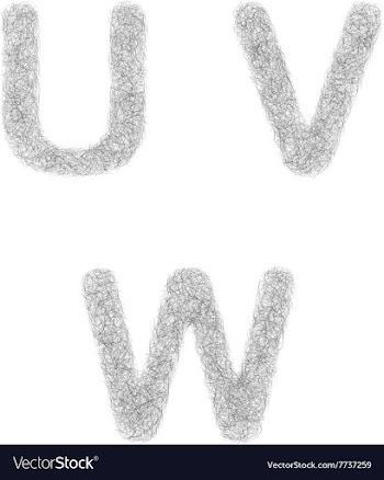 Furry sketch font set - letters U V W vector image