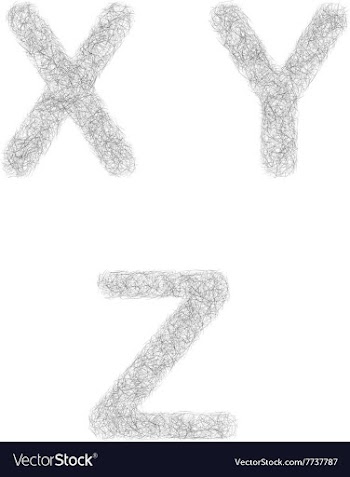 Furry sketch font set - letters X Y Z vector image
