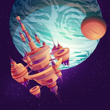Future deep space exploration cartoon