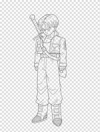 Future Trunks Lineart, black and white abstract painting transparent background PNG clipart