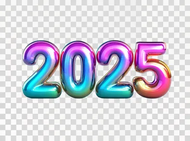 Futuristic 3D Bubble Numbers: 2025 in Vibrant Colors