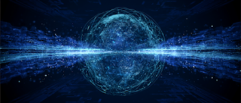 Futuristic Abstract Technology Banner with Glowing Holographic Sphere