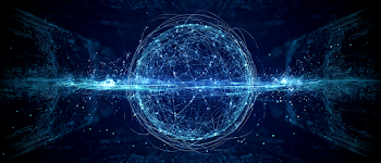 Futuristic Abstract Technology Banner with Glowing Holographic Sphere