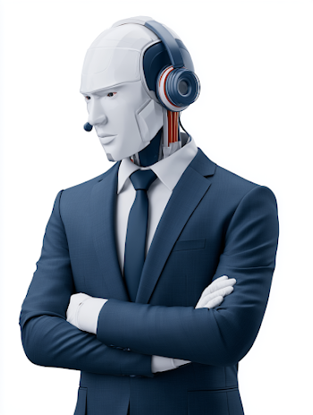 Futuristic AI Agent in Business Attire