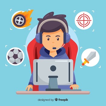 Futuristic background of a computer gamer Free Vector