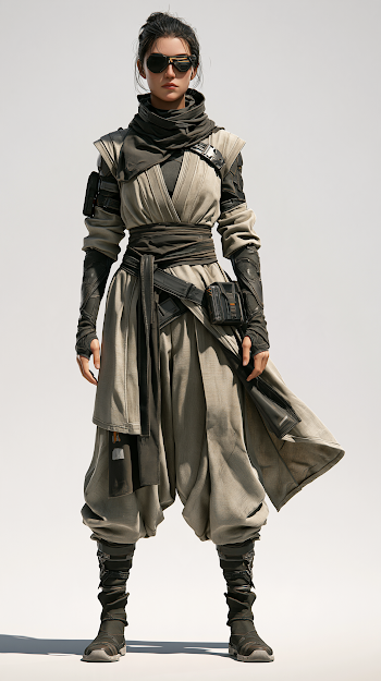 Futuristic Blind Civilian NPC in Urban Armor