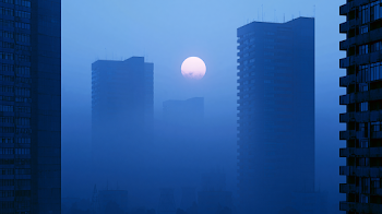 Futuristic Brutalist Cityscape at Dusk