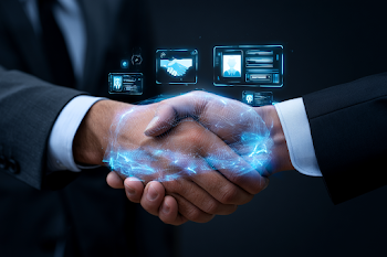 Futuristic Business Partnership Handshake