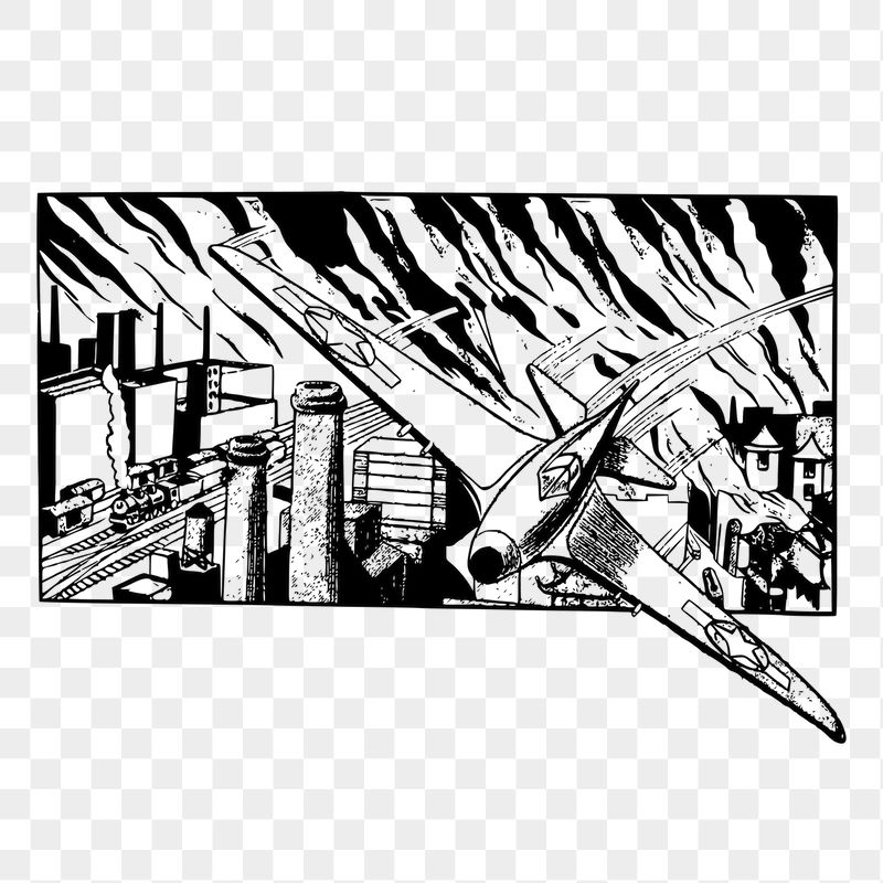 Futuristic city png sticker, vintage | Free PNG - rawpixel