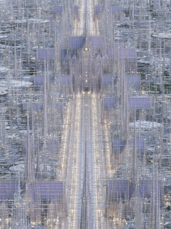 Futuristic Cityscape with Ethereal Glow