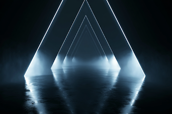 Futuristic Corridor with Reflective Surfaces and LED Lighting