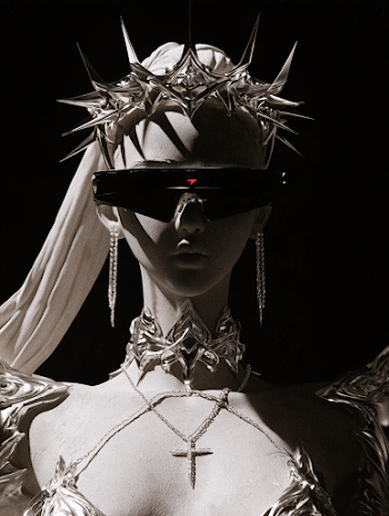 Futuristic Cyber Sculpture with Sunglasses