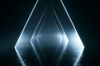 Futuristic Dark Corridor with LED Lights